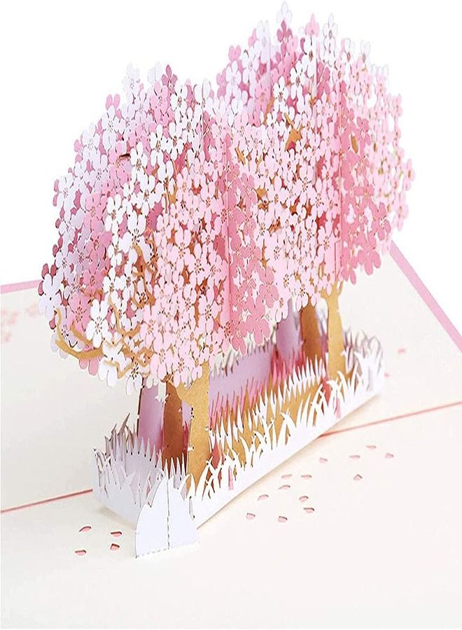 SYOSI Greeting Card, 3D Card, Pop Up Card, Romantic Theme Cards, Anniversary Cards for Wife Girlfriend Mother, Birthday Cards, Happy Holidays, Spring Card, Season's Greetings (Cherry Blossom) - Image 1