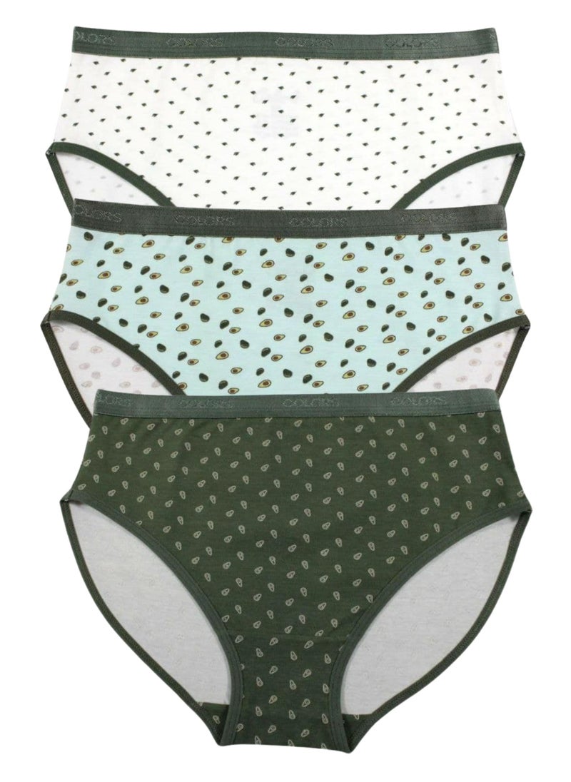 COLORS - Pack of 3 Printed Cotton Brief Panties Underwear for Women - Image 1
