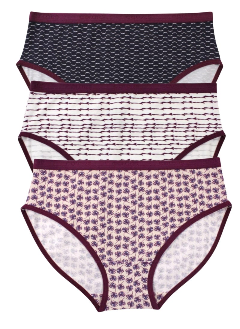 COLORS - Pack of 3 Printed Cotton Brief Panties Underwear for Women - Image 1