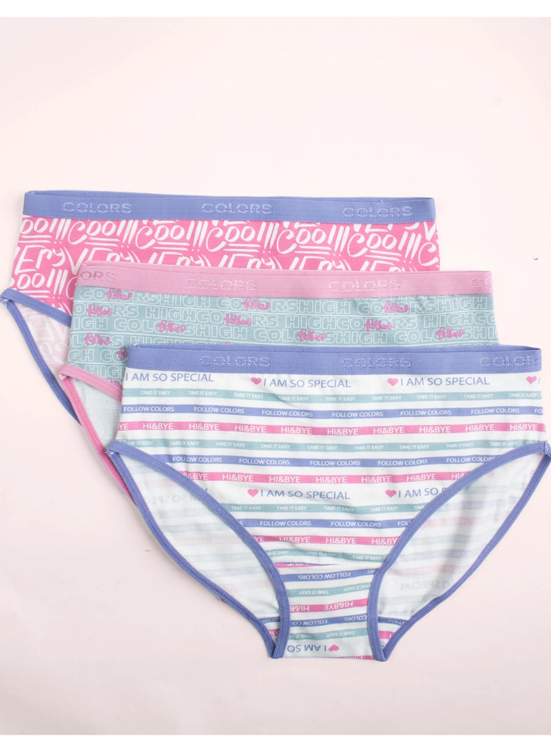 Colors Pack of 3 Printed Cotton Brief Panties Underwear for Women - Image 2