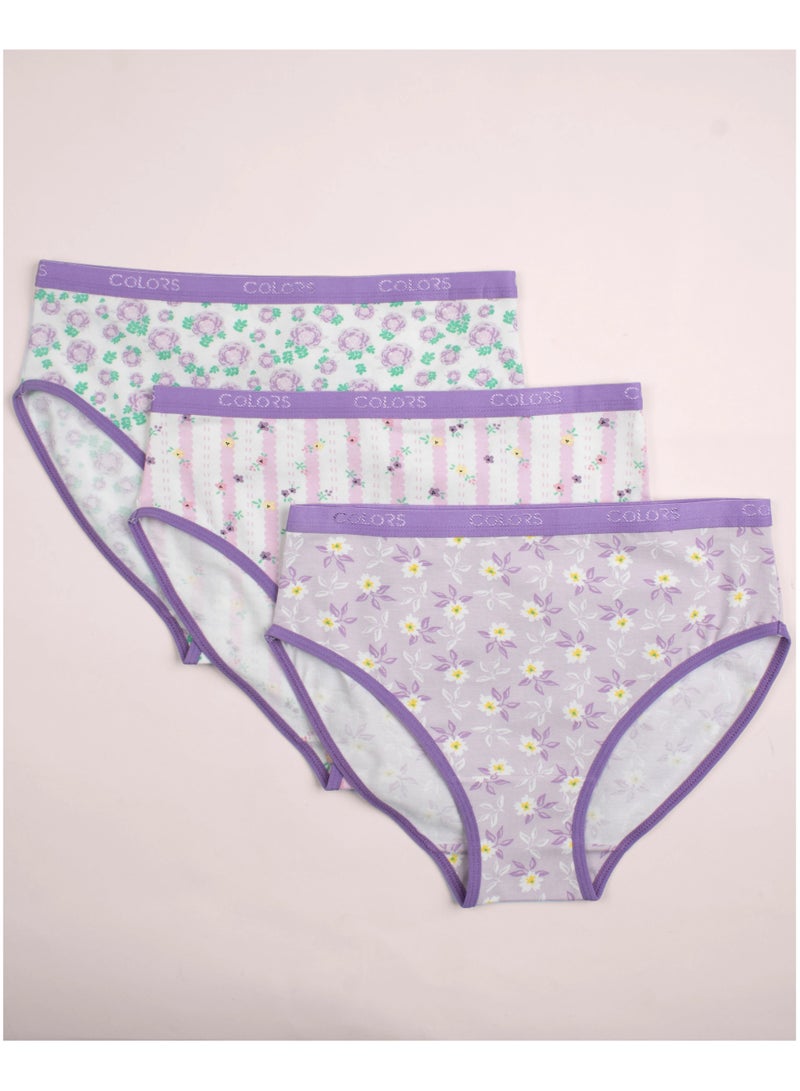 Colors Pack of 3 Printed Cotton Brief Panties Underwear for Women - Image 3