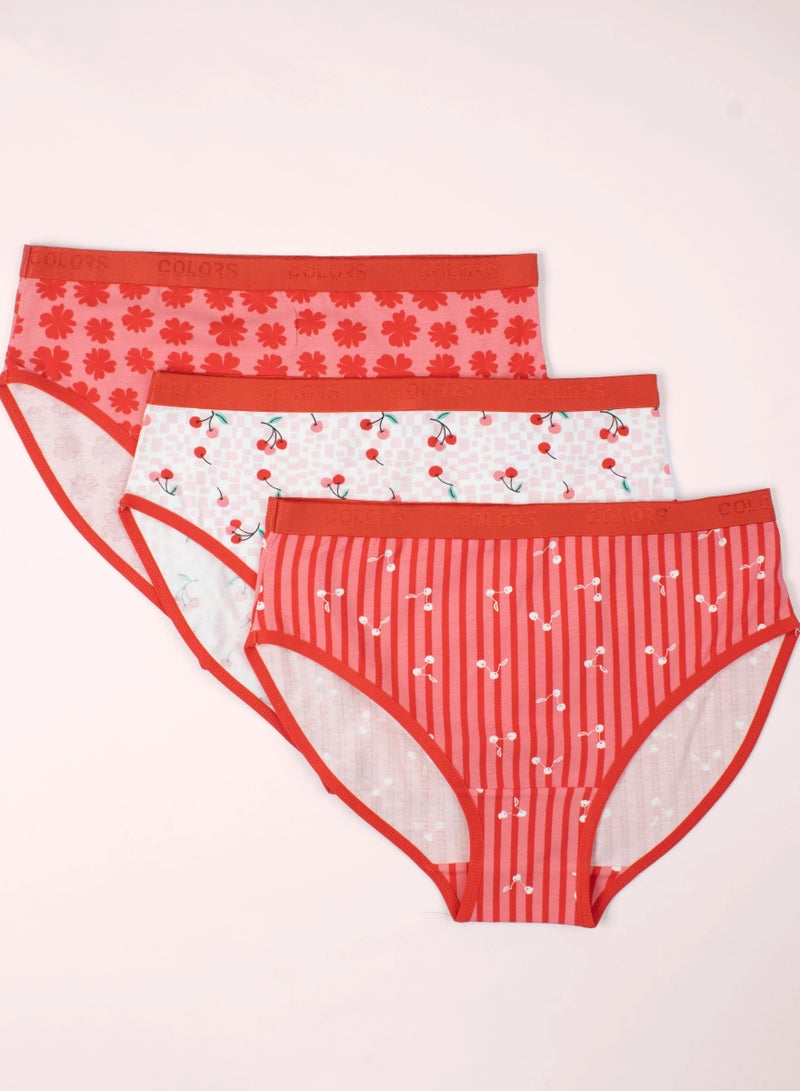 Colors Pack of 3 Printed Cotton Brief Panties Underwear for Women - Image 4