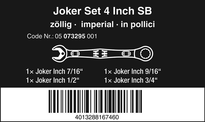 Wera - 4 Pc Joker Comb. Wrench Set (7/16 1/2 9/16 3/4 (5073295001) - Image 2