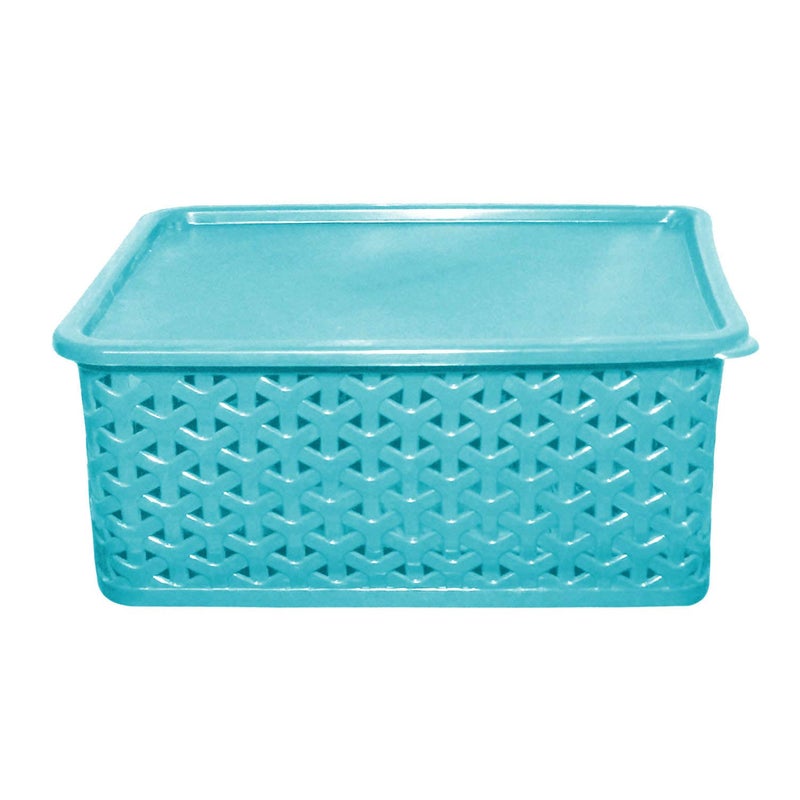 Kuber Industries Plastic 2 Pieces Medium Size Multipurpose Solitaire Storage Basket with Lid (Multi) - Image 4