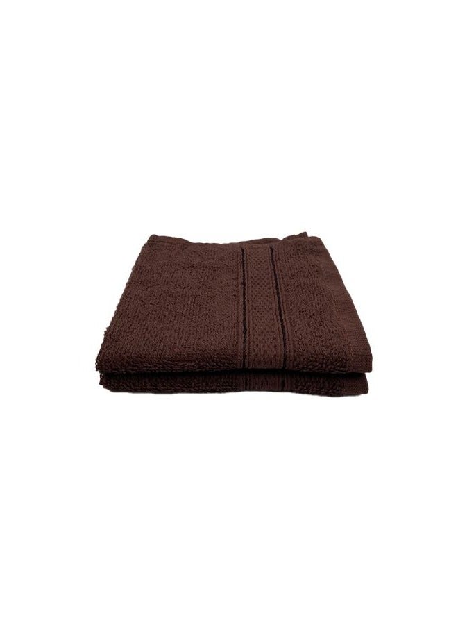 BYFT Daffodil Brown Premium Face Towel (30x30Cm-Set of 2) Cotton, Highly Absorbent and Quick dry, Hotel and Spa Quality Bath linen with Stripe Diamond Dobby-500Gsm - Image 2