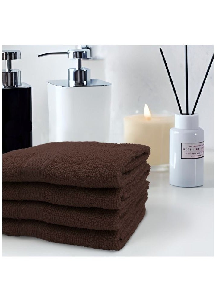 BYFT Daffodil Brown Premium Face Towel (30x30Cm-Set of 2) Cotton, Highly Absorbent and Quick dry, Hotel and Spa Quality Bath linen with Stripe Diamond Dobby-500Gsm - Image 1