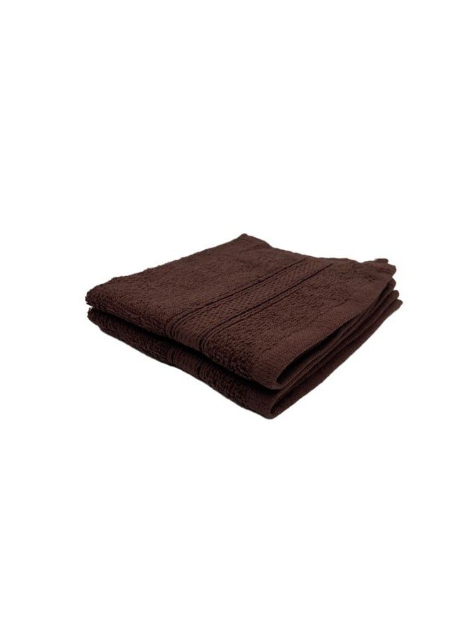 BYFT Daffodil Brown Premium Face Towel (30x30Cm-Set of 2) Cotton, Highly Absorbent and Quick dry, Hotel and Spa Quality Bath linen with Stripe Diamond Dobby-500Gsm - Image 3
