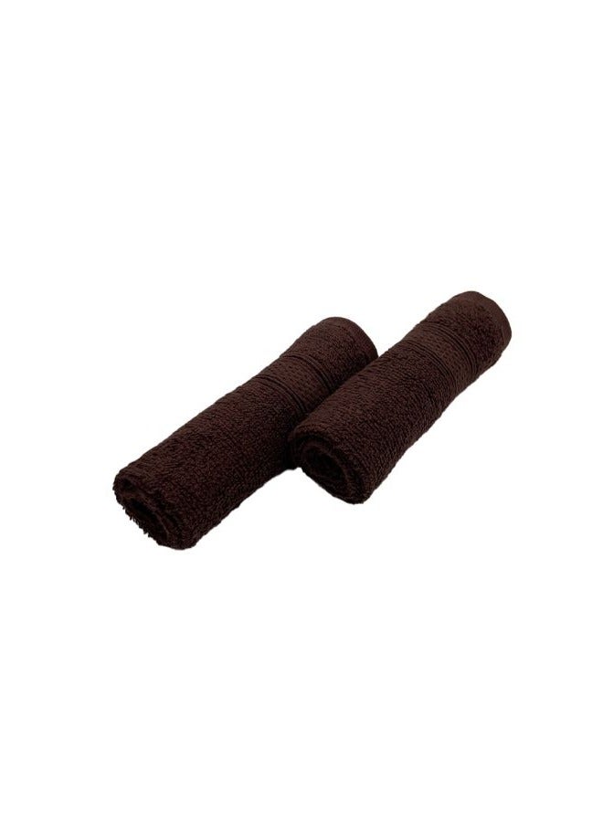 BYFT Daffodil Brown Premium Face Towel (30x30Cm-Set of 2) Cotton, Highly Absorbent and Quick dry, Hotel and Spa Quality Bath linen with Stripe Diamond Dobby-500Gsm - Image 4