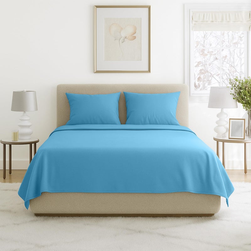 Lavish Home Sheets for Queen Size Bed - 4-Piece Wrinkle Resistant Brushed Microfiber Sheet Set - 2 Pillowcases, Flat, and Fitted Sheets by Lavish Home (Blue) - Image 1