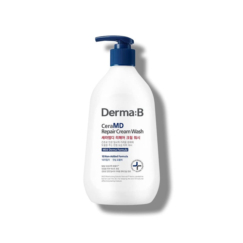 derma b Derma B CeraMD Repair Cream Wash, Unscented Fragrance Free Creamy Face & Body Cleanser for Dry Sensitive Itchy Skin, Deep Moisture Paraben-Free Body Wash, Cream to Foam Cleanser, 13.5 Fl. Oz., 400ml 
