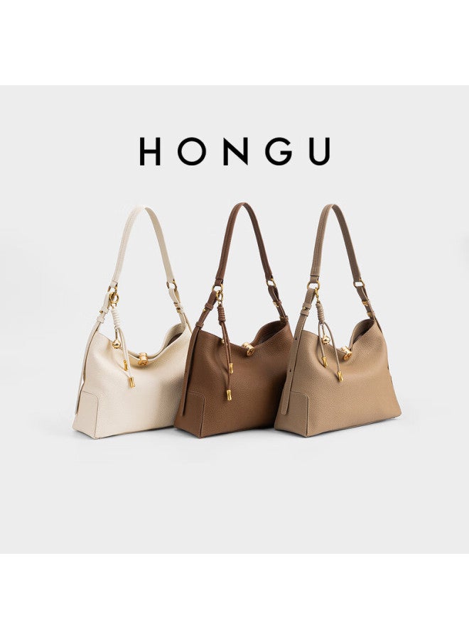 Hongu Genuine Leather Handbag, Shoulder Bag, Underarm Bag, Commuter Cowhide Crossbody Bag, Women's Bag, Birthday Gift For Girlfriend - Image 1