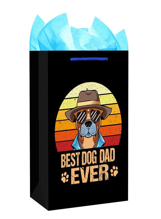 WhatSign Dog Dad Fathers Day Gift Bag - 11.5" Medium Best Dog Dad Gifts Bag with Tissue Paper and Handle Fathers Day Dog Dad Gifts Bag for Men from Dog - Image 1