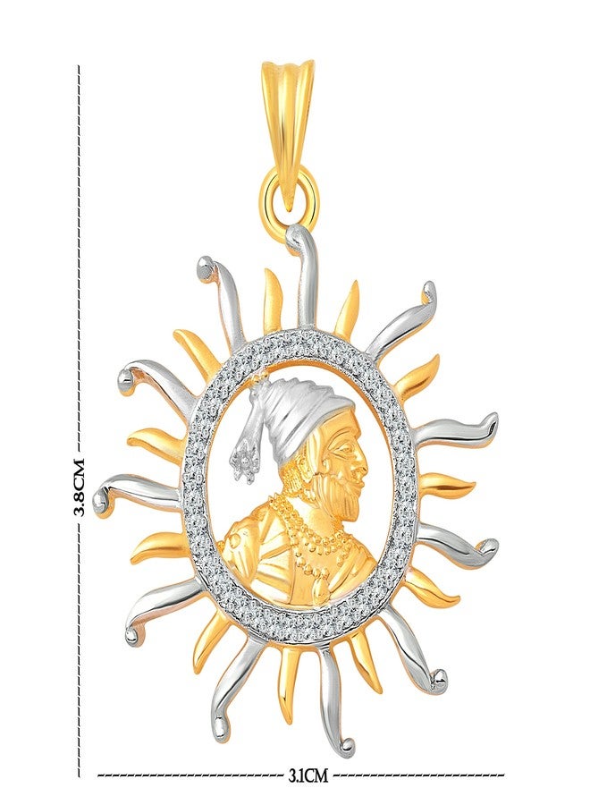 Vighnaharta قلادة Vighnaharta Shrimant Yogi Shri Chhatrapati Shivaji Maharaj CZ مطلية بالذهب والروديوم للرجال والأولاد - [VFJ1096PG] - Image 2