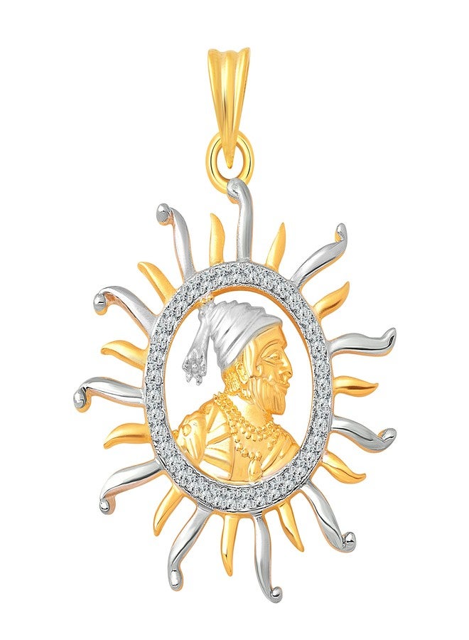 Vighnaharta قلادة Vighnaharta Shrimant Yogi Shri Chhatrapati Shivaji Maharaj CZ مطلية بالذهب والروديوم للرجال والأولاد - [VFJ1096PG] - Image 1