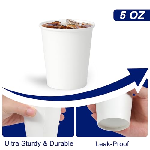 BYSNOW 100 Pack 5 oz Paper Cups, Disposable Bathroom Cups, Small Mouthwash Cups, Mini Paper Cups for Bathroom White 100Pack - Image 3