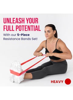 BRANDSFINITY Rubber Resistance Bands Set - 5pcs for Full-Body Workouts, Strength Training, and Physical Therapy  - Image 2