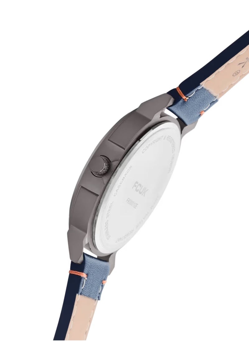French Connection UK - Men's Analog Watch With Blue Leather Strap -43 mm - FK00010E - Image 1