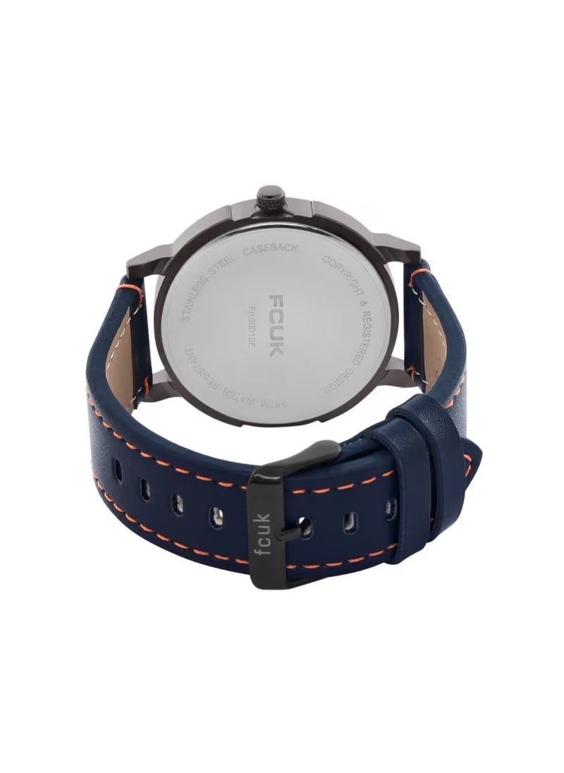 French Connection UK - Men's Analog Watch With Blue Leather Strap -43 mm - FK00010E - Image 1