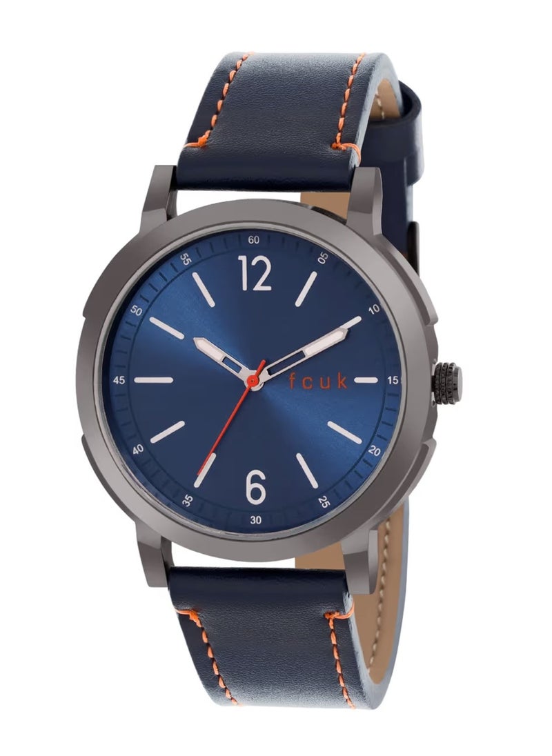 French Connection UK - Men's Analog Watch With Blue Leather Strap -43 mm - FK00010E - Image 1