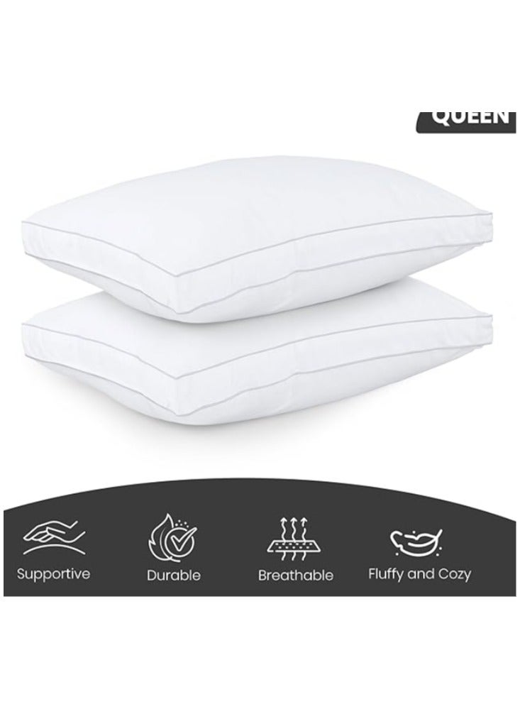 Red Rose Medical Bed Pillows (50 x 75 cm) for Sleeping, Set of 2 Hotel Quality Medical Hypoallergenic for Back and Stomach Sleepers (Queen Size), White  - Image 2