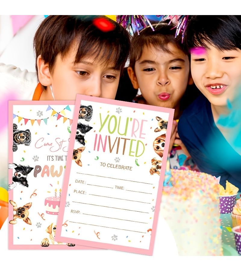 20 Cute Watercolor Puppy Birthday Party Invitations for Girls Boys Teens - Image 5