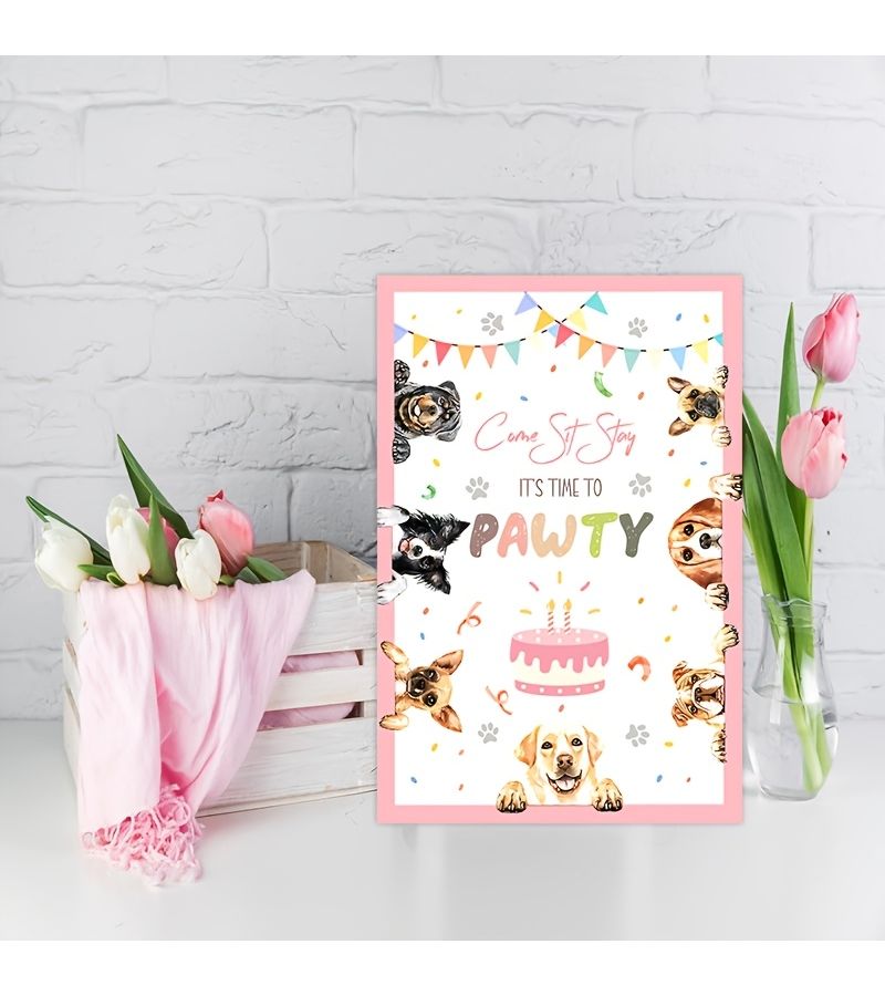 20 Cute Watercolor Puppy Birthday Party Invitations for Girls Boys Teens - Image 2