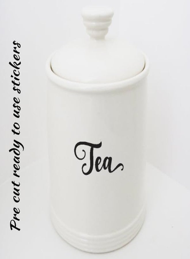 ASTUTE GRACE ملصقات مطبخ من أستوت جريس، 6 قطع، للسكر والدقيق والحليب والكريمة والشاي والقهوة، مطبوعة، مقاومة للماء، ذات لاصق قوي، مناسبة للحاويات، لون أسود لامع - Image 3