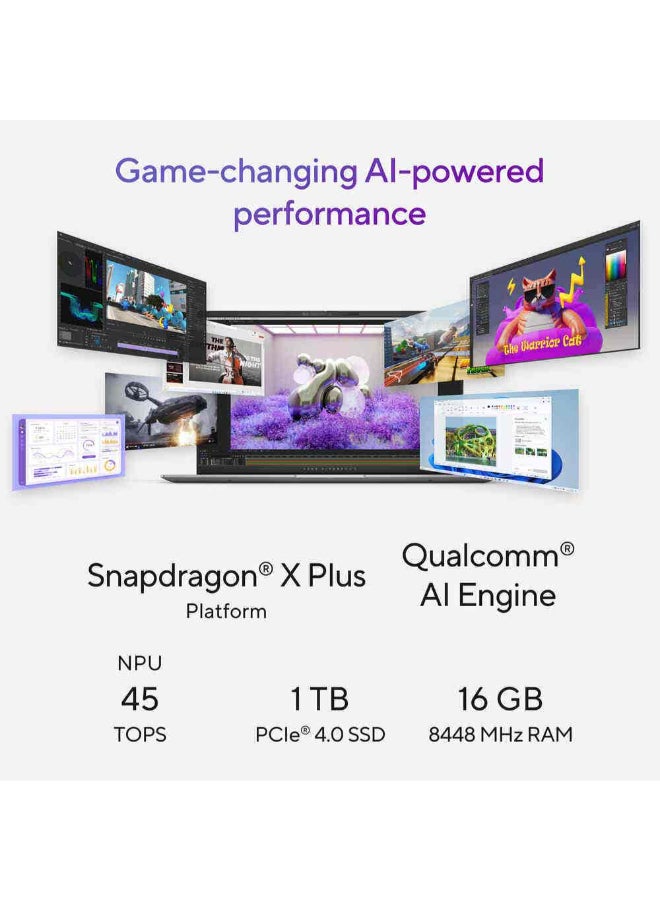 ASUS Vivobook S 15 Laptop With 15.6 Inch 3K OLED 120Hz Display,AI,Qualcomm Snapdragon X Plus NPU/16GB RAM DDR4/1TB SSD/Windows 11 Home/ English/Arabic Cool Silver - Image 4