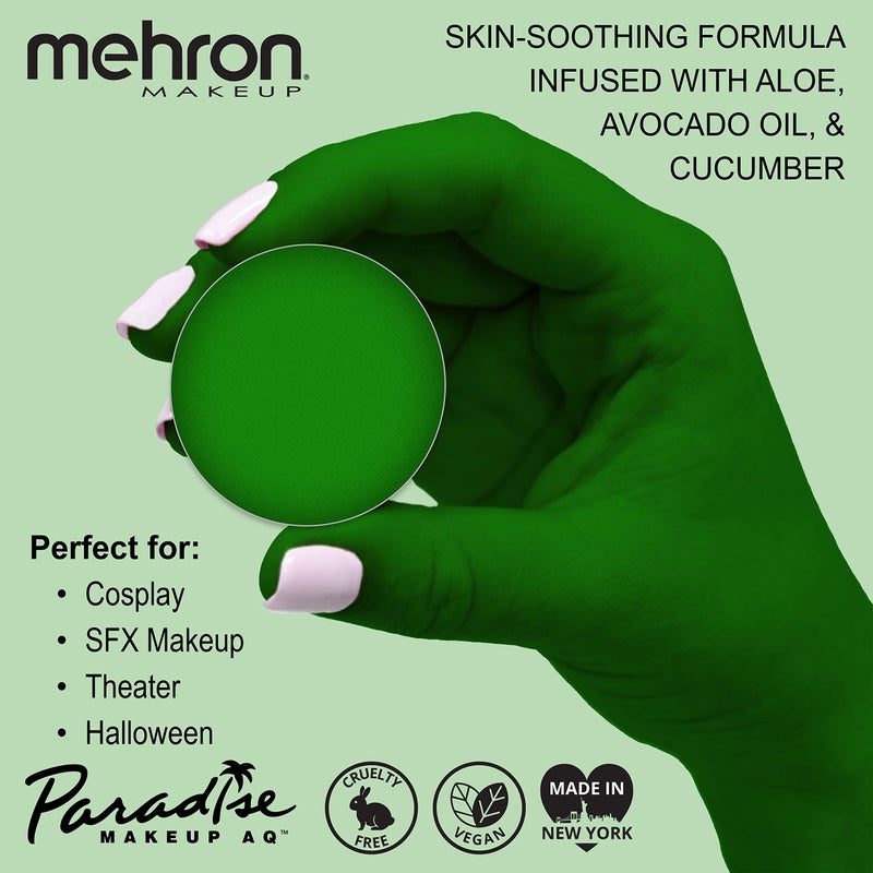 Mehron Makeup Paradise Makeup AQ Refill Size | Stage & Screen, Face & Body Painting, Beauty, Cosplay, Halloween | Water Activated Face Paint, Body Paint .25 oz (7 ml) (AMAZON GREEN) - Image 2
