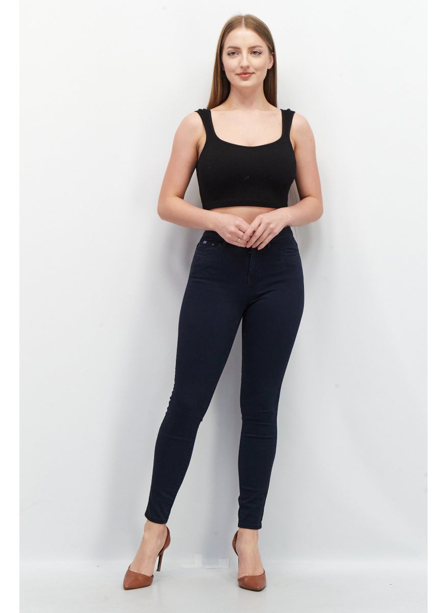 EDC Women Skinny Fit High Waist Stretchable Denim, Blue  - Image 2