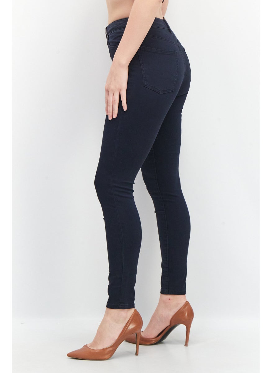 EDC Women Skinny Fit High Waist Stretchable Denim, Blue  - Image 3