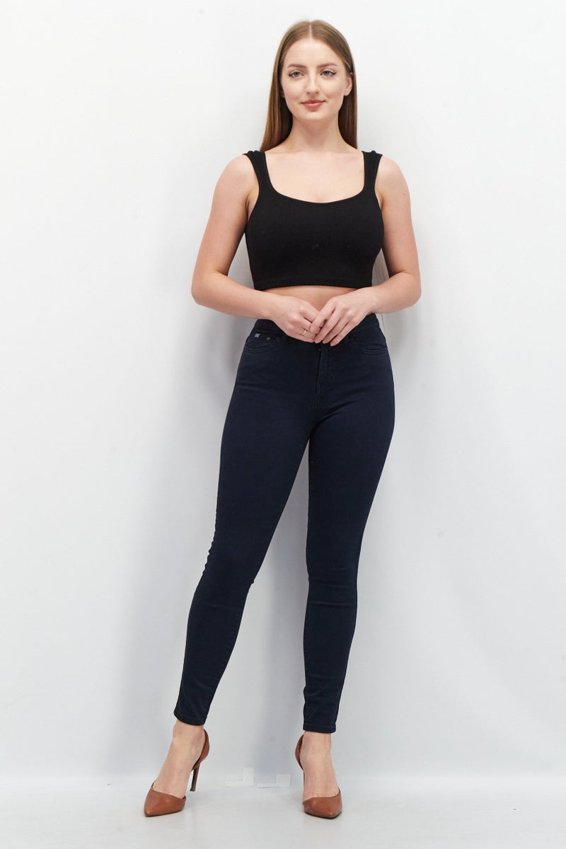 EDC Women Skinny Fit High Waist Stretchable Denim, Blue - Image 2