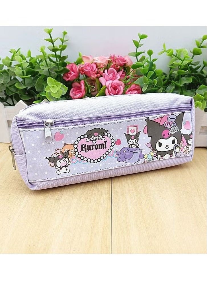 kuromi Kuromi Cartoon Double Zipper PU Multifunctional Large Capacity Pencil Case Stationery Pencil Case Neutral Pen Set  - Image 4