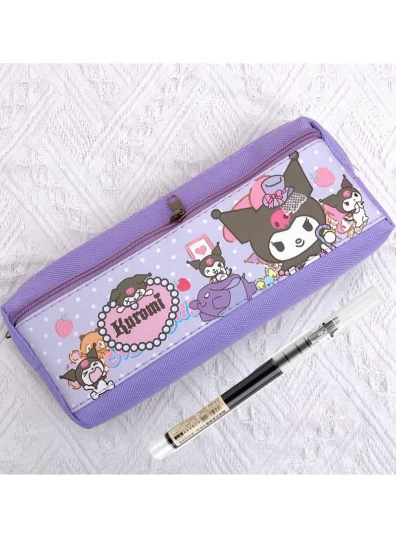 kuromi Kuromi Cartoon Double Zipper PU Multifunctional Large Capacity Pencil Case Stationery Pencil Case Neutral Pen Set  - Image 1