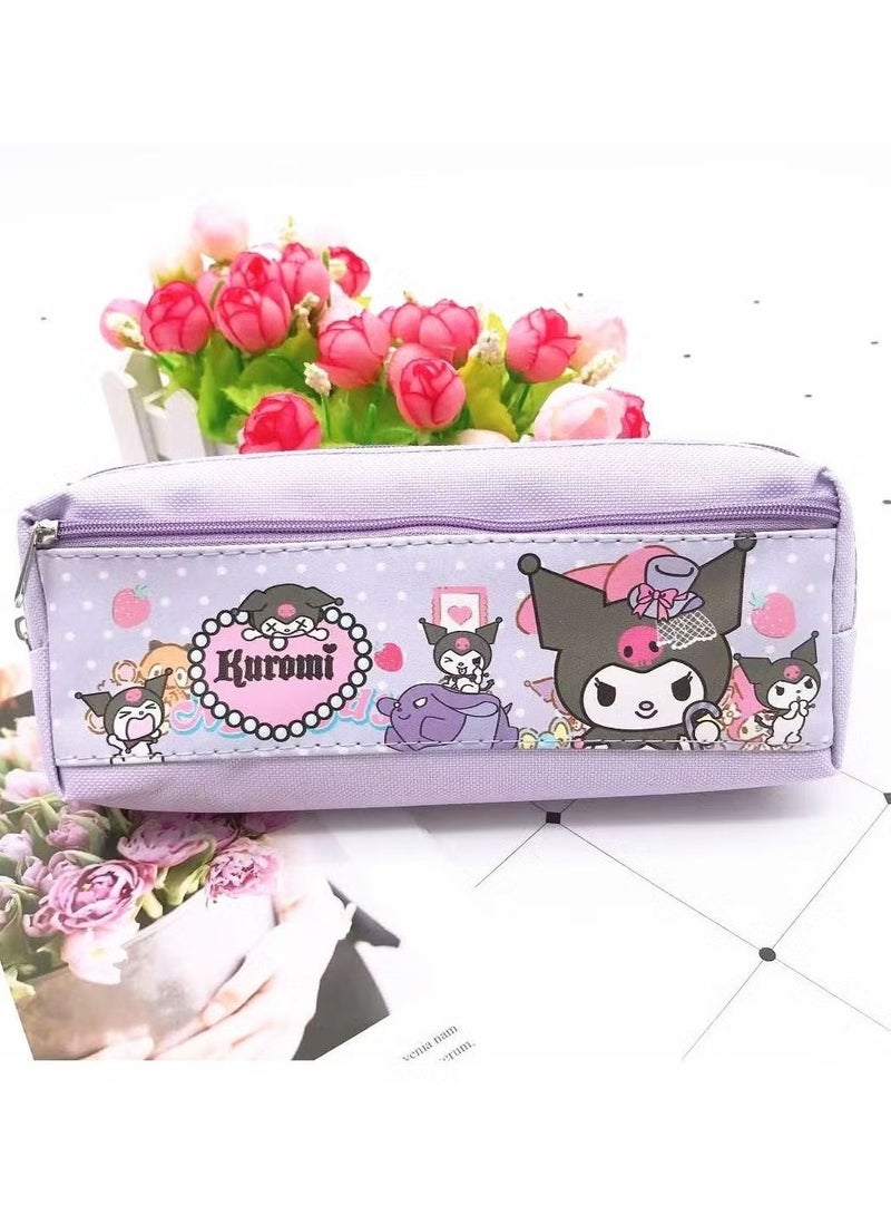 kuromi Kuromi Cartoon Double Zipper PU Multifunctional Large Capacity Pencil Case Stationery Pencil Case Neutral Pen Set  - Image 2