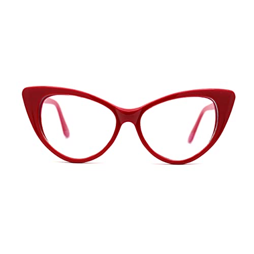 SA106 Classic Gothic True Cat Eye Frame Blue Light Filtering Computer Glasses Red - Image 1