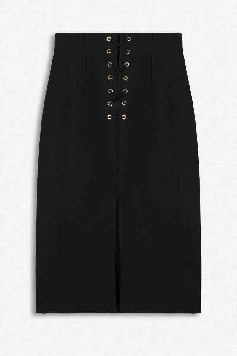 نوكتورن Eyelet-Detail High-Waist Midi Skirt