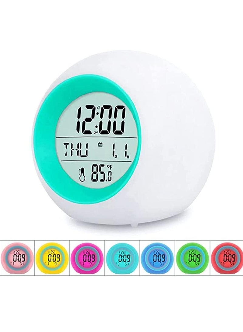 Captaintech Kids Alarm Clock, Digital Alarm Clock with Rechargeable, 7 Color Changing Night Light, Snooze, Touch Control, Temperature for Children Bedroom, Digital Clock for Boys and Girls - Image 2