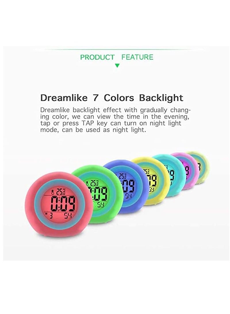 Captaintech Kids Alarm Clock, Digital Alarm Clock with Rechargeable, 7 Color Changing Night Light, Snooze, Touch Control, Temperature for Children Bedroom, Digital Clock for Boys and Girls - Image 3