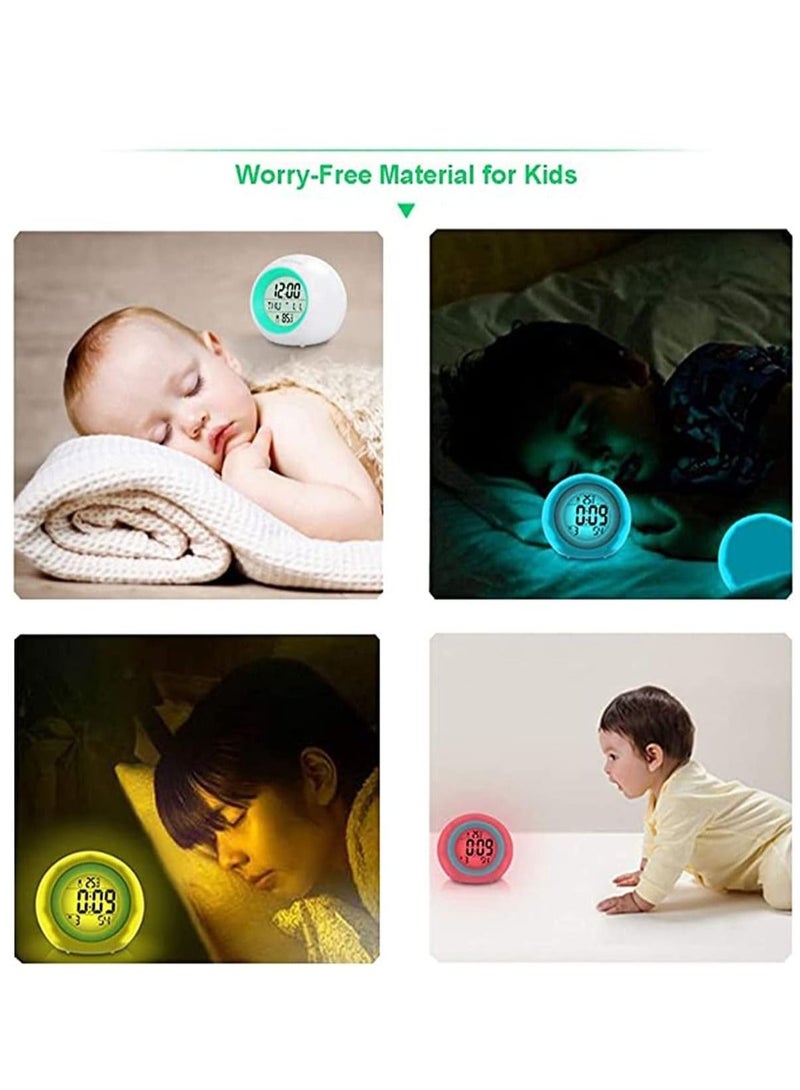 Captaintech Kids Alarm Clock, Digital Alarm Clock with Rechargeable, 7 Color Changing Night Light, Snooze, Touch Control, Temperature for Children Bedroom, Digital Clock for Boys and Girls - Image 5