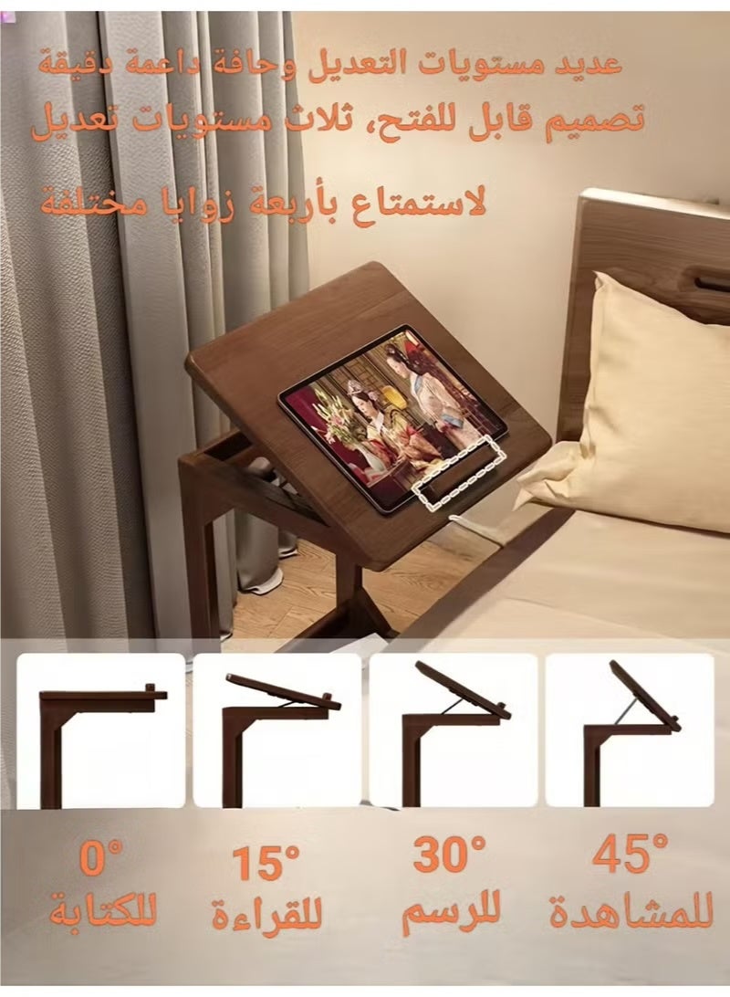 Kawkab C-Shaped Adjustable Computer Desk｜4-Angle Movable Desk with Lockable Silent Casters and Hidden Drawer｜Perfect for Living Room and Bedroom - Image 2