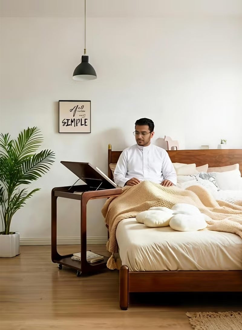 Kawkab C-Shaped Adjustable Computer Desk｜4-Angle Movable Desk with Lockable Silent Casters and Hidden Drawer｜Perfect for Living Room and Bedroom - Image 3
