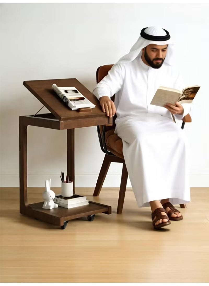 Kawkab C-Shaped Adjustable Computer Desk｜4-Angle Movable Desk with Lockable Silent Casters and Hidden Drawer｜Perfect for Living Room and Bedroom - Image 5