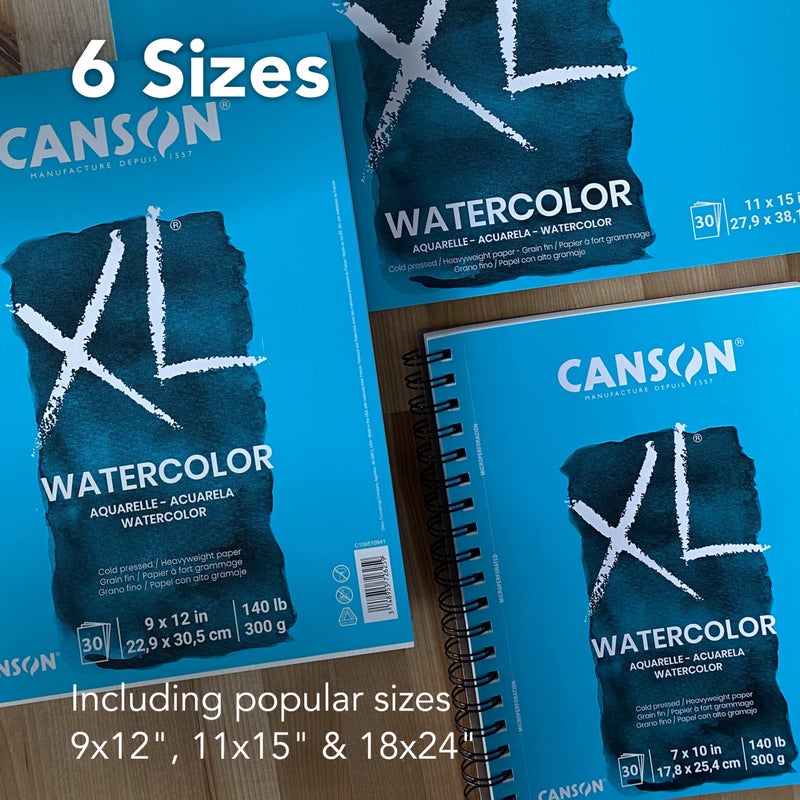 CANSON دفتر ألوان مائية من سلسلة كانسون XL، ورق أبيض ثقيل، تجليد قابل للطي، 30 ورقة، 9x12 بوصة - Image 4