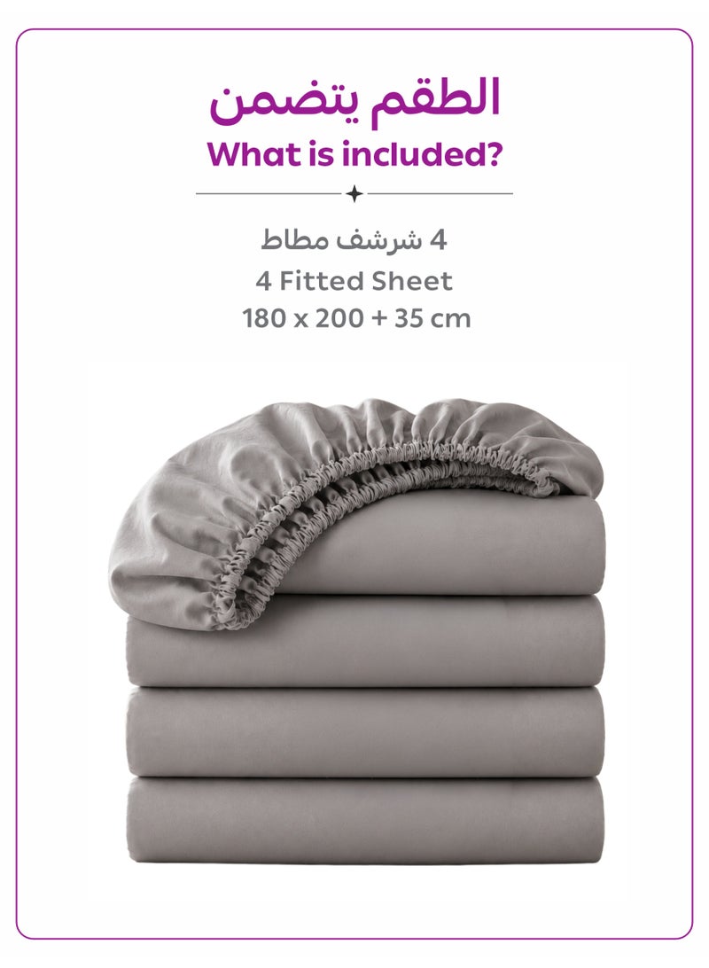 Donetella King Fitted Sheets 180x200 cm – Pack of 4 | OEKO-TEX Certified Brushed Microfiber | Deep Pocket with 360° All-Round Elastic | Ultra Soft, Wrinkle Resistant, Easy Care | Safe for Sensitive Skin - Image 5