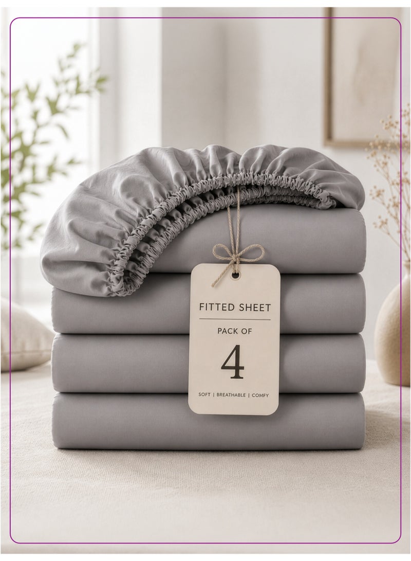 Donetella King Fitted Sheets 180x200 cm – Pack of 4 | OEKO-TEX Certified Brushed Microfiber | Deep Pocket with 360° All-Round Elastic | Ultra Soft, Wrinkle Resistant, Easy Care | Safe for Sensitive Skin - Image 1