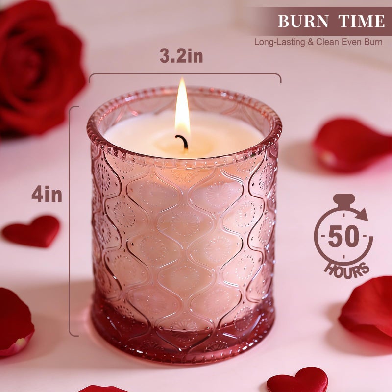 TRIRITE Pink Sands Scented Candle for Mother's Day, Melon & Osmanthus Jar Candle Natural Soy Candles for Home Scented, 60 Hour Candle in Glass Gift for Women, Friends, Family, Colleagues - Image 2