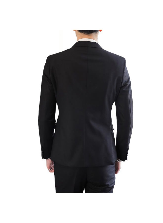 UNINUKOO Mens Suit Jacket Double Breasted Blazer Men Slim Fit Casual Prom Wedding Daily Tux Suit Coats Blazer, Black, 44 - Image 4