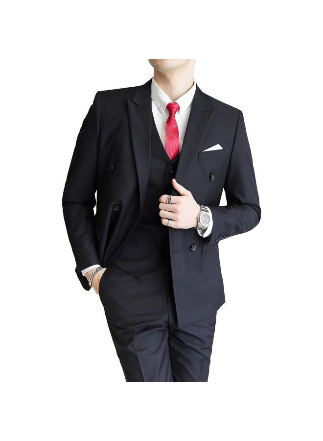 UNINUKOO Mens Suit Jacket Double Breasted Blazer Men Slim Fit Casual Prom Wedding Daily Tux Suit Coats Blazer, Black, 44 - Image 3