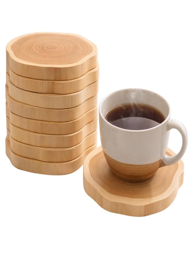 JUNERUSH Natural Wooden Coasters Premium Polished Thick Wood Log Coaster | Tea Coasters Set of 6 (Smooth Edge) - Image 1